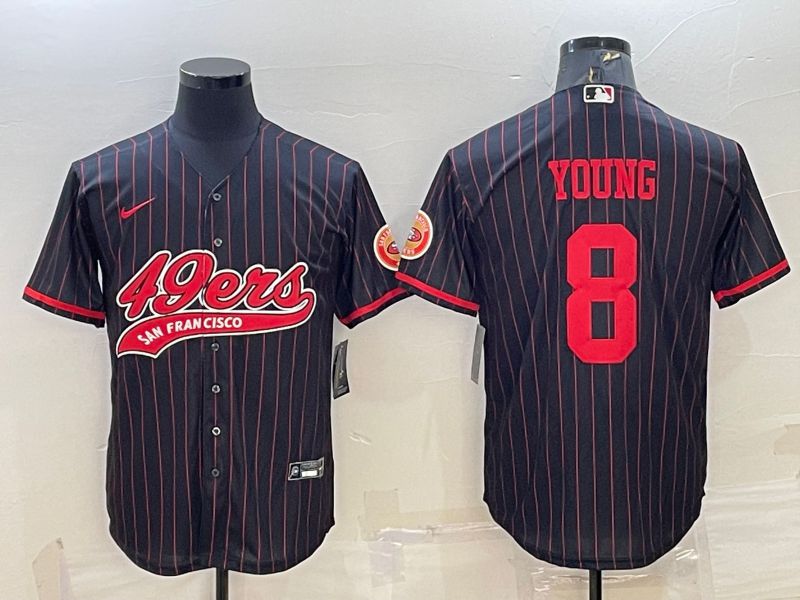 Men San Francisco 49ers #8 Young Black stripe 2022 Nike Co branded NFL Jersey